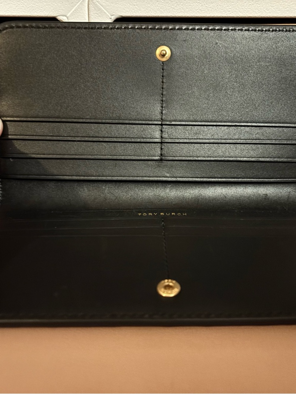T Monogram Tonal Embossed Zip Slim Wallet, Black - Picture 4 of 4